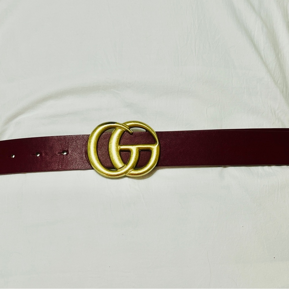 Luxury Burgundy Belt with Gold Buckle FREE SHIPPING